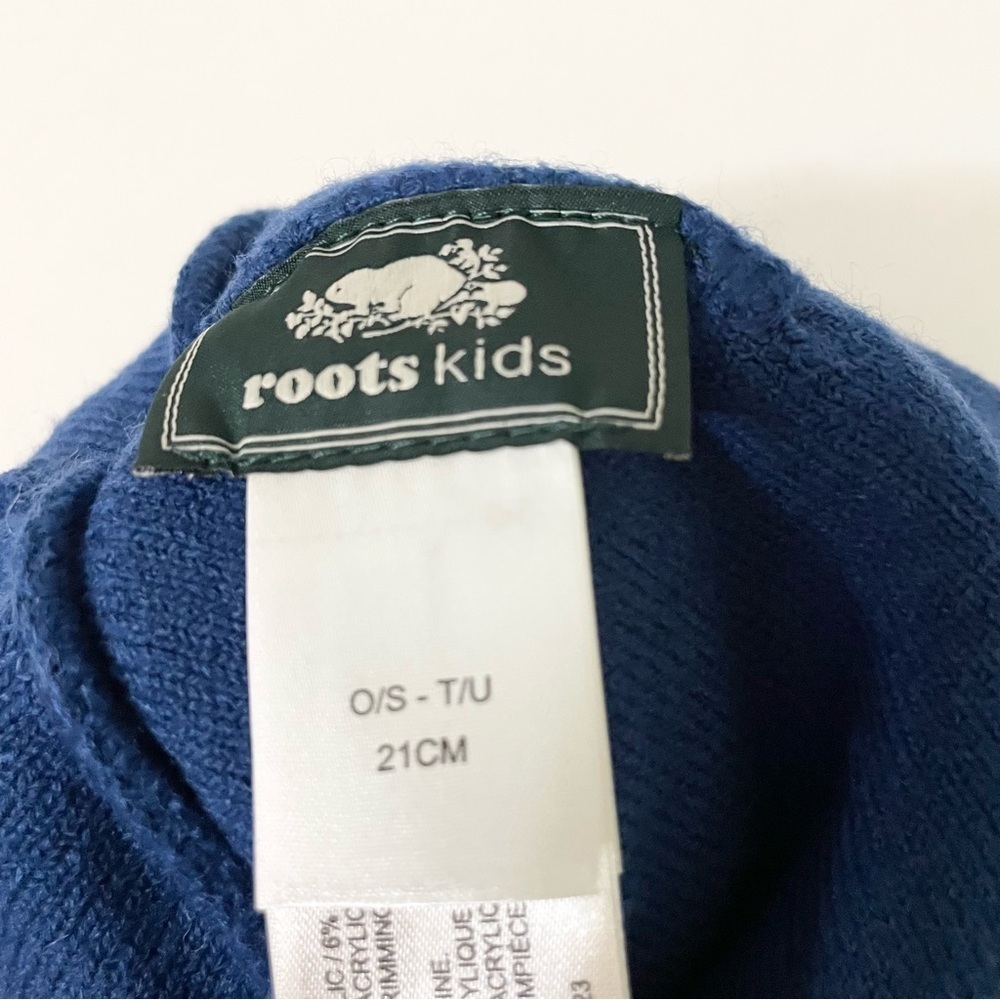 Roots Kids Hockey Toque Blue Pom Pom Hat - Picture 8 of 9